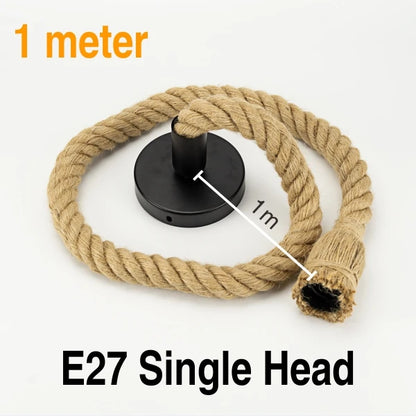 Hemp Rope Pendant Lights E27 Vintage Retro Hemp Rope Lamp Hanging Lamps Creative Loft Home Chandeliers LED Light Base AC85V-265V