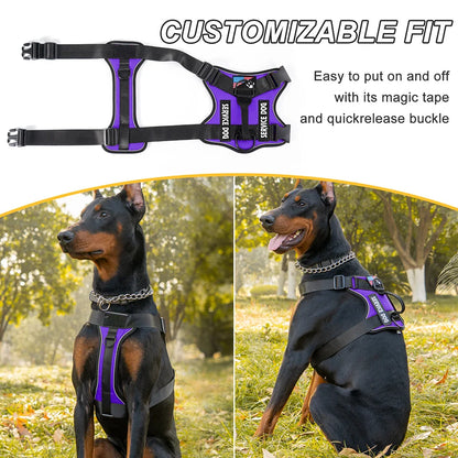 Service Dog Harness, No Pull Reflective Adjustable Pet Vest, Handle & Patches, Breathable Mesh, Easy On-Off for Small Large Dogs