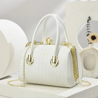 Fashionable Versatile High-End Texture Chain Handbag Shoulder Crossbody Bag for Women Summer New Arrival Boston Pillow Bag