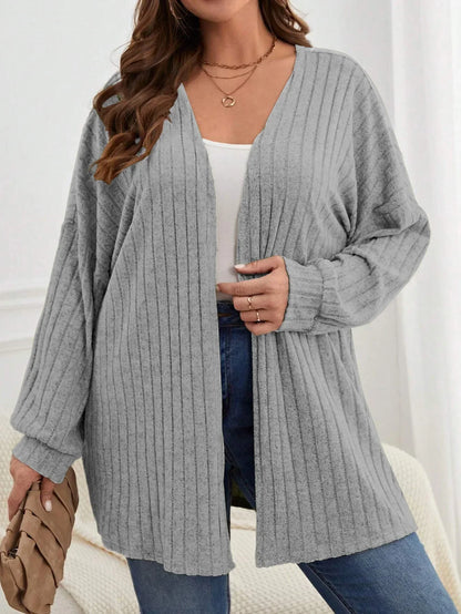 Autumn and Winter  Plus Size Women's 1XL-5XL Solid Color Loose Cardigan Top Women's Long Sleeved Knitted Jacket