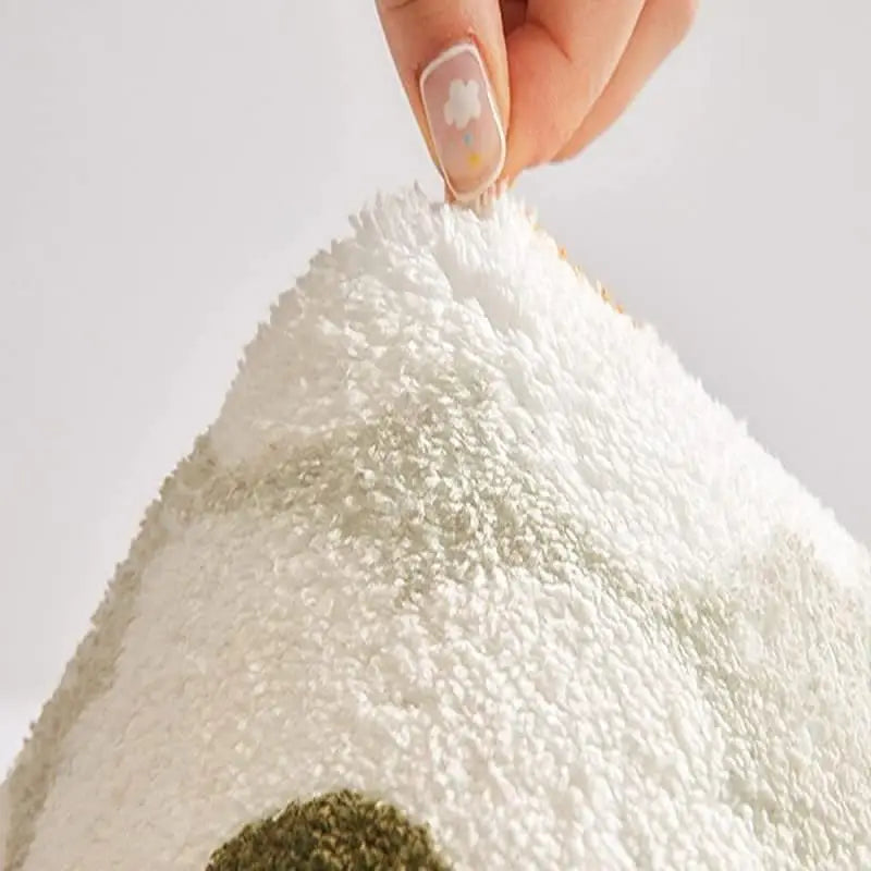 VIKAMA Green Bedroom Rug Fluffy Bedside Carpet Spring Floral and Moss Soft Cute Area Rugs for Bedroom Hallway Home Decoration