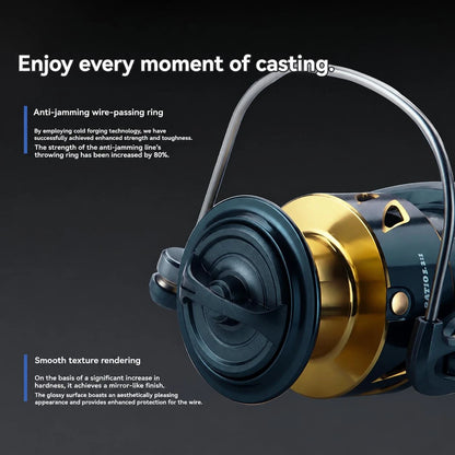 Spinning Fishing Reel 33LBs Max Drag 5.2:1 Gear Ratio Water Resistant Design for Bass Trout Salmon Freshwater Angling Pesca