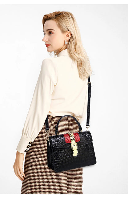 Luxury Fashion Brand Women's Handbags Genuine Leather Shoulder Crossbody Bag Crocodile Small Hard Square Portable Messenger Bags