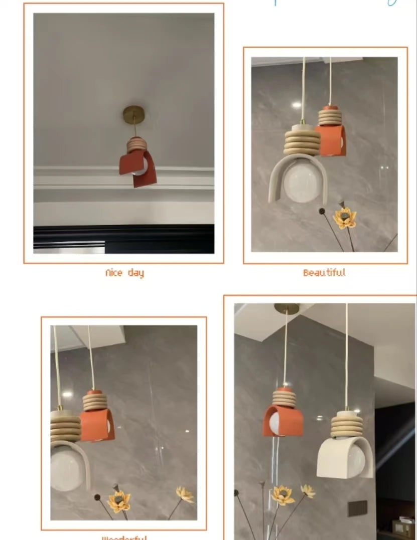 Japanese Wabi-sabi Bedroom Bedside Lighting Retro Macaron Chandelier Lights American Bar Pendant Lights Luminaria LED