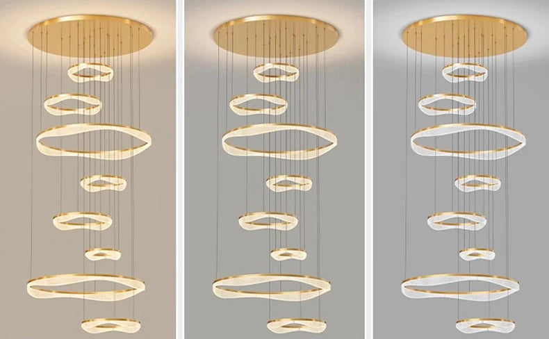 Modern ring stairs led lights pendant light lamps for living room led Chandeliers for dining room hanging light indoor lighting