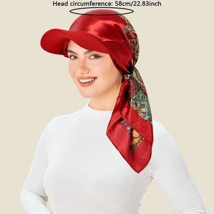 2026 New Floral Print Women Hijabs Scarf Hat Soft Satin Kerchief Hairband Neckerchief Head Hijab Lady Headband Headwear