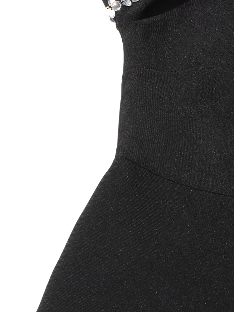 TWOTWINSTYLE Patchwork Diamonds Slimming Jumpsuit For Women Turtleneck Long Sleeve High Waist Chic Jumpsuits Female Fashion New