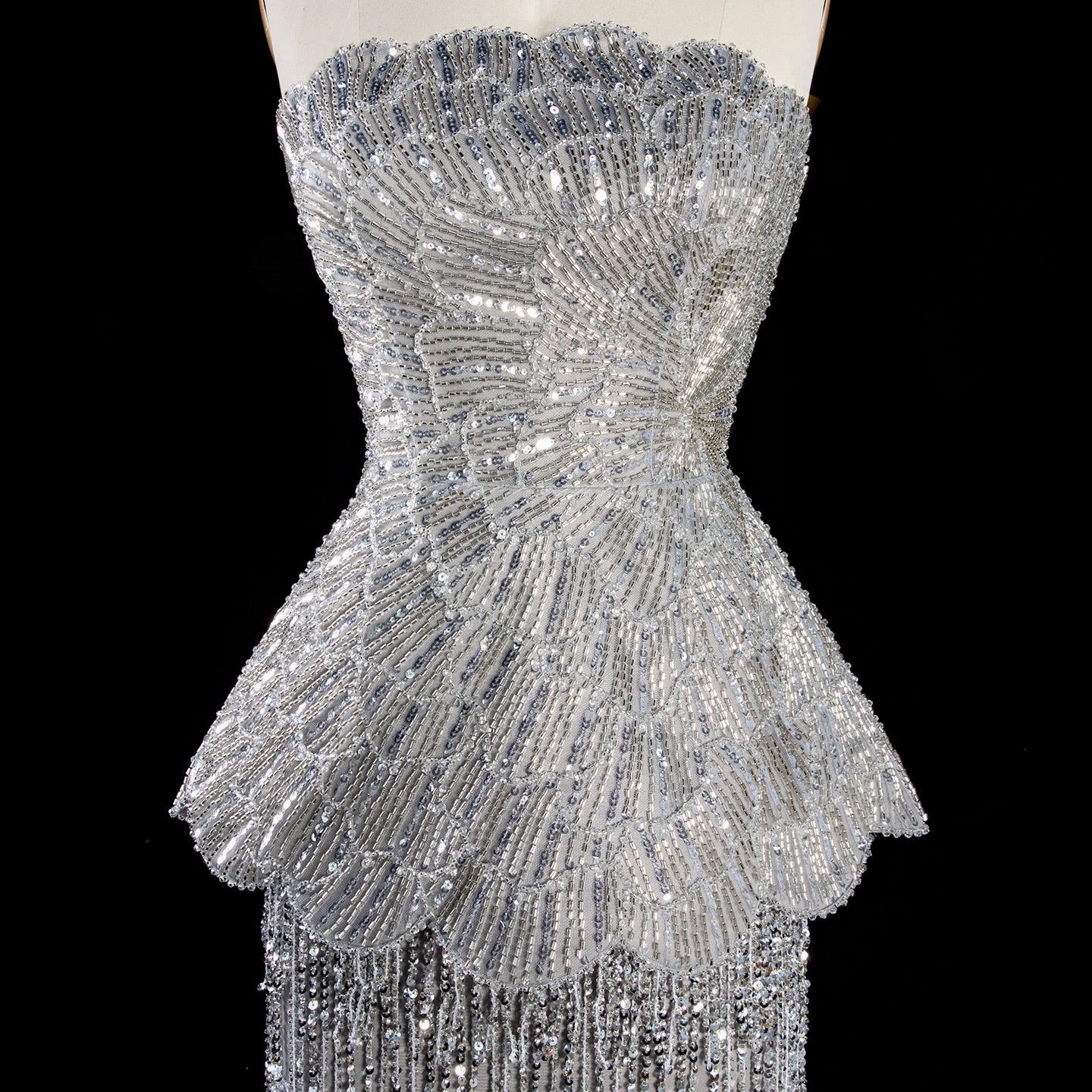 Sharon Said Two Piece Evening Dress Glitter Sequined Tassel Beaded Ruffles Women's Formal Wedding Party Gowns SS370 Customized