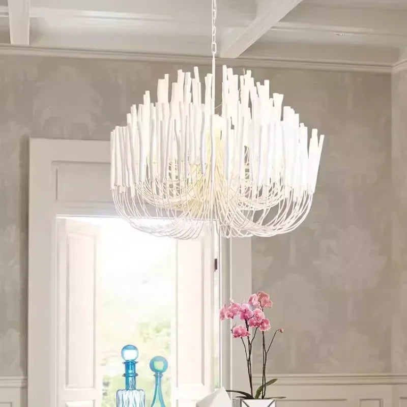 SANDYHA Modern Minimalist Pendant Lights Design RestaurantMulti Head Wooden Branches  Chandeliers Living Room Decoration