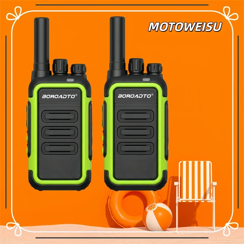 Long Range Walkie Talkie 2 Pack UHF 400-470MHz Portable Two Way Radio VOX USB   For Hotel Business Outdoor Camping Hiking