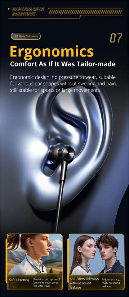 EARDECO Dual Screen Neckband Earphones Bass 5.4 Bluetooth Headphone Sport Wireless Headphones Outdoor Waterproof Dustproof