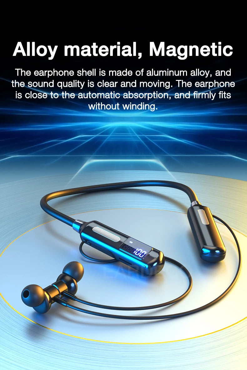 EARDECO Bluetooth Headphone Bass Wireless Headphones with Microphone Neckband Earphones with Sports Chip Steps Calorie Stopwatch