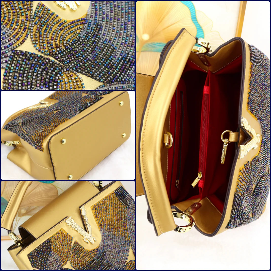 2026 Fashion Ladies Luxury Women's Bag High Quality Unique Bead-embellished Female Bag Cover Bucket Shape Designer Handbag 28 cm