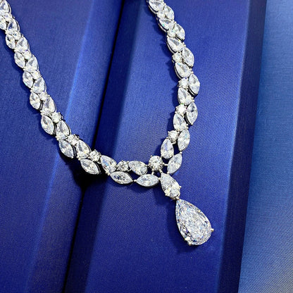 PuBang Fine Jewelry Solid 925 Sterling Silver Pear Created Moissanite Luxury Pendant Necklacefor Women Party Gifts Wholesale