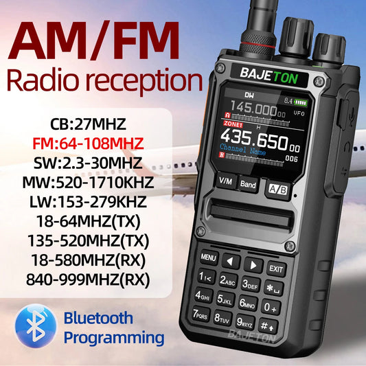 2PCS BAJETON BJ-7800 Walkie Talkie NOAA Long Range SW MW LW AM SSB CB Receive Wireless Bluetooth Phone Programming Two Way Radio