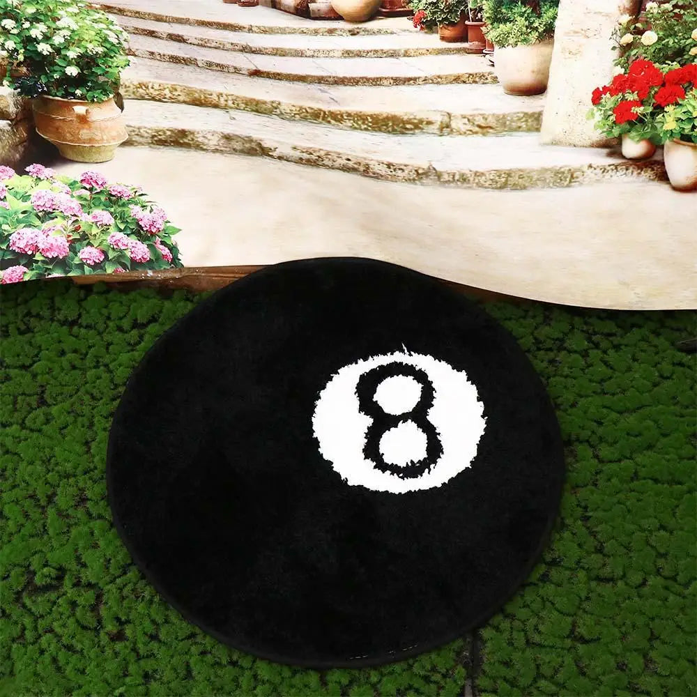 Creative 8 Ball Rug Indoor Home Decoration Spooky Halloween Gifts 8 Ball Accent Round Tufting Soft Rug Horror Movie Mat