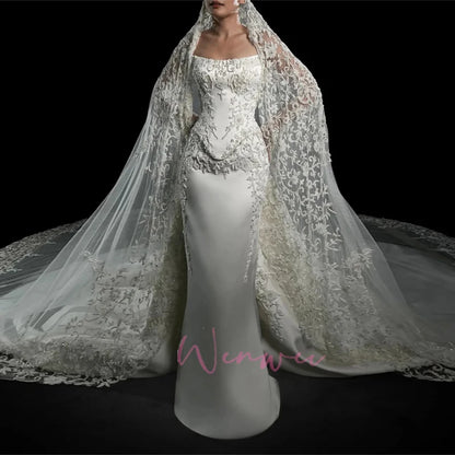 Luxury Peal Beadings O-Neck Exquisite Modern Design Charming Elegant Wedding Bride Dress Shimmering Customized vestidos de novia