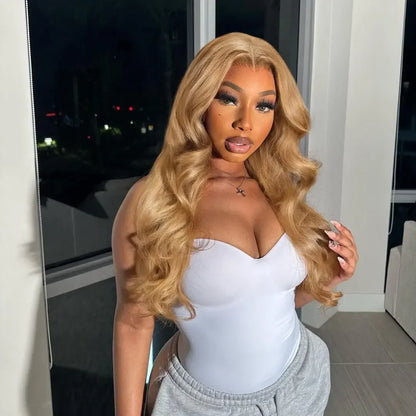 Silkwave #27 Honey Blonde 13x6 HD Body Wave Human Hair Wig Transparent Lace Front 13x4 Lace Frontal Wigs Colored Wigs 36 Inch