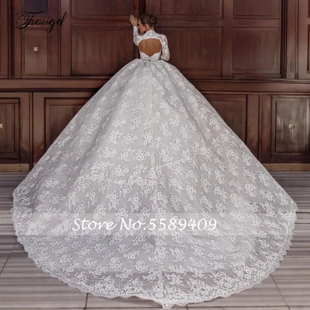 Customized Ball Gown Royal Wedding Dresses Scalloped Off The Shoulder Vestido De Novia Lace Exquisite Chic Robe De Mariee