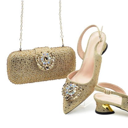 Fashion Party Shoes and Bag Match for Women Shoes for Women and Bag 2026 Designer Luxury Rhinestone African Women Wedding Pumps