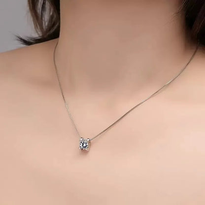 Moissanite Diamond Bull Head Square Pendant Necklace Real 925 Sterling Silver Fine Jewelry Gift for Women