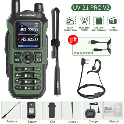 Baofeng UV-21 PRO Walkie Talkie Wireless Copy Frequency 16 KM Long Range TYPE-C V2 Two Way Radio Ham CB Radio UV-5R UV-17