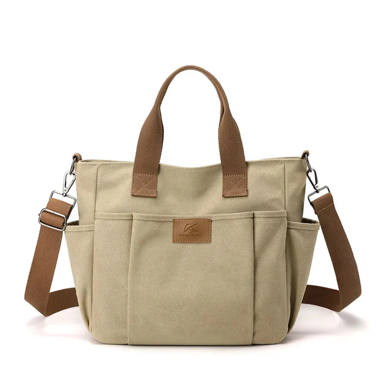 High Capacity Top-Handle Bag For Women Shoulder CrossBody Bag Vintage Canvas Ladies Tote Messenger Bag Female Travel Handbag