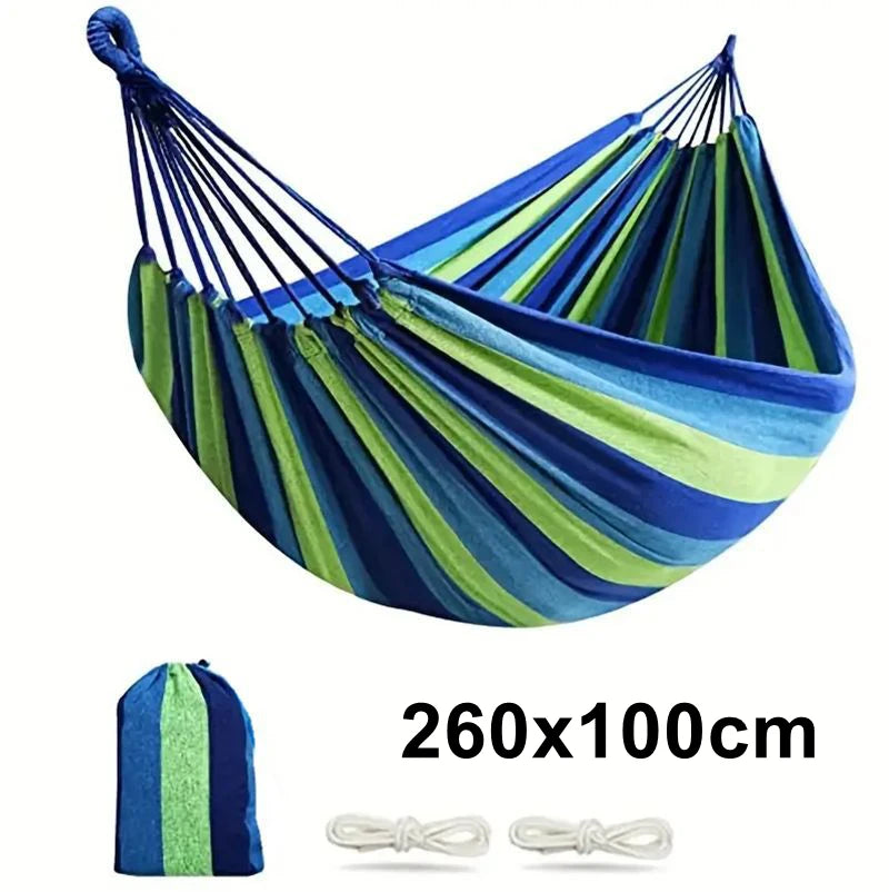 2 Person Double Hammock with Tree Straps - Heavy Duty Cotton Canvas for Patio, Backyard, Garden, Indoor & Outdoor Use (Red,Blue)