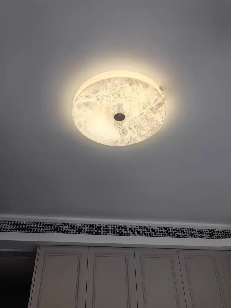 Simple LED round Natural Marble alabaster Ceiling Lamp Living Room Bedroom Corridor Circular Ultra-thin All-copper Wall Lamp