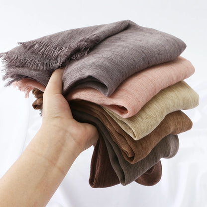 Women Crinkle Modal Rayon Hijab Muslim Scarf Shawls Solid Color Headband Femme Breathable Headwrap Turban Ramanda 180*70cm