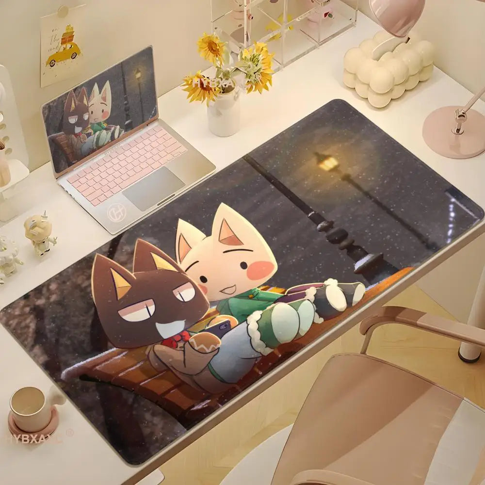 HYBXAXC Cute T-Toro I-Inoue Cat Mouse Pad Non-slip Desk Mat PC Laptop Accessories Rubber Office Keyboard Large Gamers Decoracion