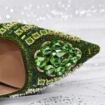 Venus Chan 2026 Olive Green Italian Butterfly Design Pointed Toe Slingback Sandals with Matching Bag - Elegant Set Perfect