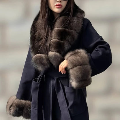 Winter Warm Fox Fur Collar For Coat Women Natural Fox Fur Sleeve Cuffs Detachable Fur Accessory Fashion Real Fur Trim