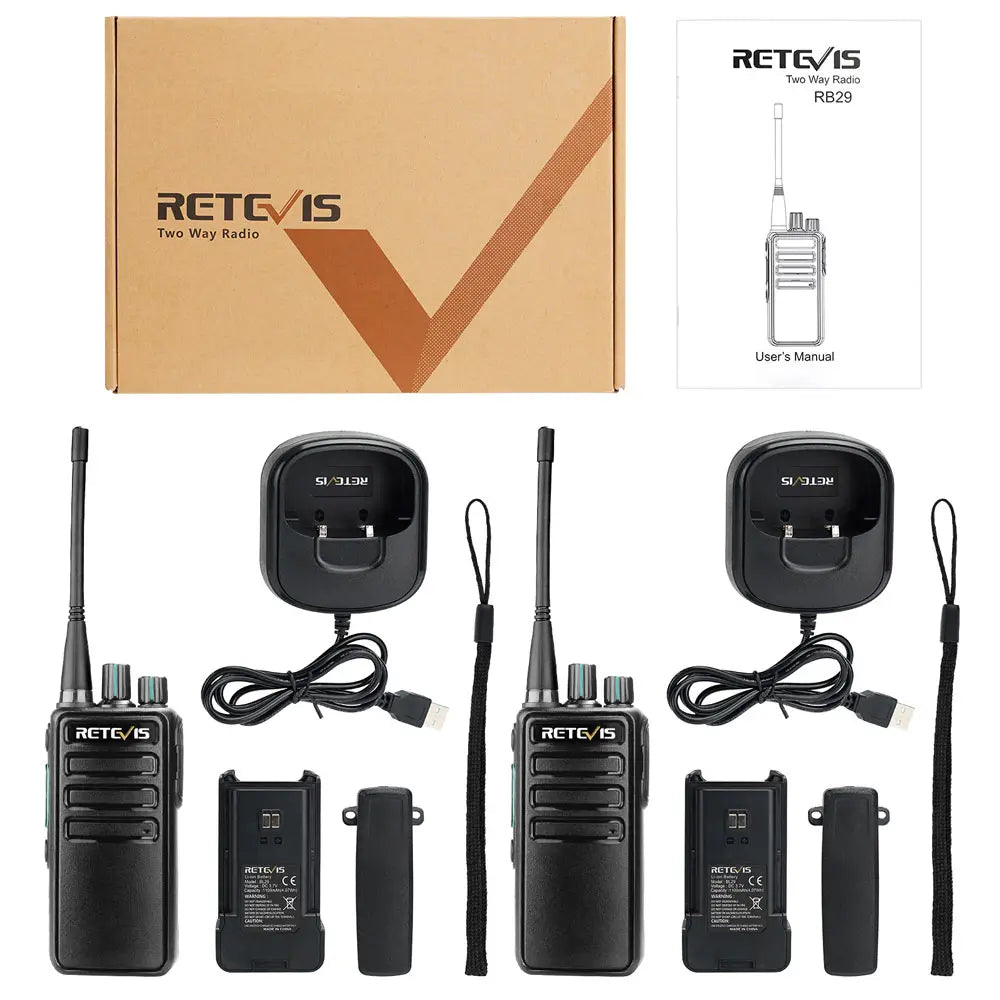 Retevis RB629 Walkie-talkies 2pcs PMR446 Long Range Lincense-free Portable Two-way Radio for Business Hotel Factory Hunting
