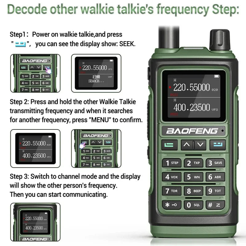 Baofeng 10W Ham Radio Uv-17R Long Range Walkie Talkie 999Ch Wireless Copy Air Band Type-C Emergency Tool For Enthusiasts
