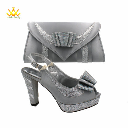 New Spring Autumn Super High Heels Shoes Matching Bag Set in Magenta Color For Nigerian Ladies Wedding Party