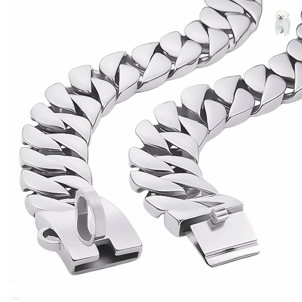 Gold Large Dog Collar 32mm Stainless Steel Metal Pet Choker for Labrador Rottweiler Cane Corso American Bully Dog Accessories