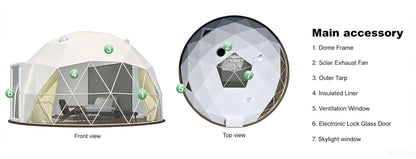 10M Geodesic Dome Tent Waterproof 4 Season Outdoor Glamping Resort Hotel Restaurant Event Camping Custom Commercial Shelters OEM