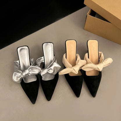 Luxury Pointed Toe Slippers Women High Heels Sandals Elegant Mules Shoes Summer 2026 New Slingback Dress Flip Flops Female Shoes