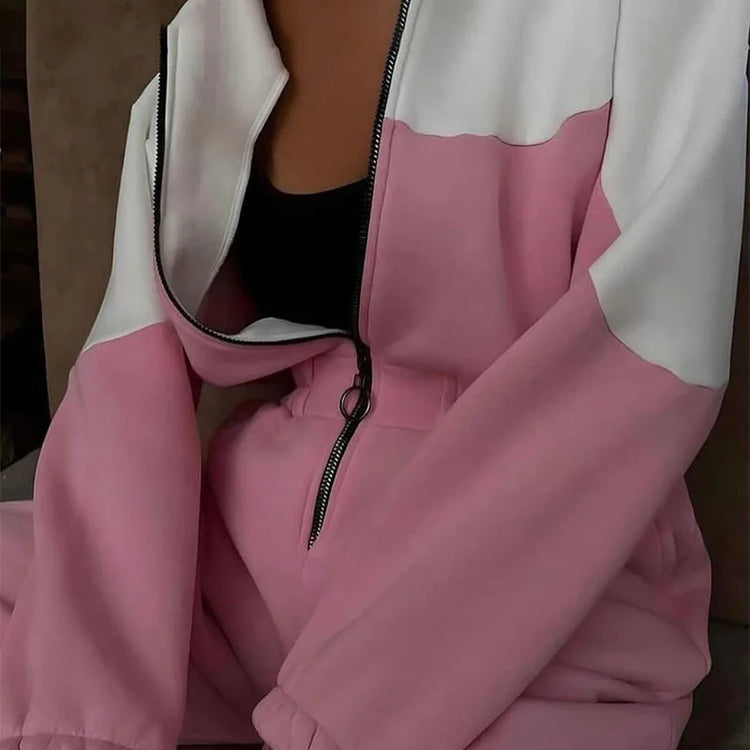 KUCLUT 2025 Autumn New Women's Fashion Sports Casual Jumpsuit Zipper Design Spliced Contrast Color Versatile Jumpsuits 1A991