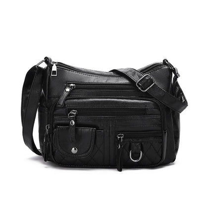 Women's Crossbody Bag, Synthetic Leather Shoulder Bag with Adjustable Shoulder Straps, Lightweight Multi Pocket Bag with Zipper