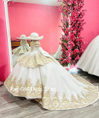 Red Flower Girl Dress Velvet Gold Lace Embroidery Floor Length Gown Wedding Pageant Cultural Formal Gowns Customized