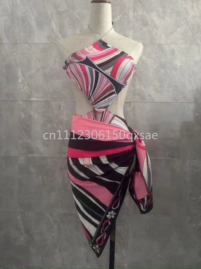 Classic Design Women's Headband Swimsuits with Letter Signature Logo Designer Brand Lady Sexy Scarf Swimsuits Beachwear