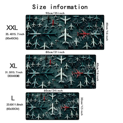 Large Airfield Theme Large Mouse Pad Stitched Edges Non-Slip Rubber Base XXL Gaming Keyboard Desk Mat Office Laptop Accessories