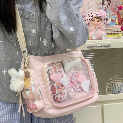 Trendy Transparent Simple Crossbody Bag for Girls Large Capacity School Shoulder Bag Comfortable and Versatile Texture Ita Bag
