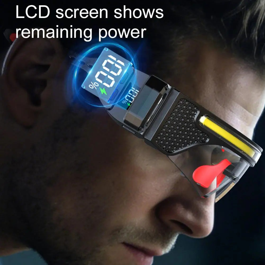 Smart Sensor LED Glasses Lamp Dual Color Light Protective Goggles USB Charging Long Lasting IPX6 Waterproof For Working Fishing
