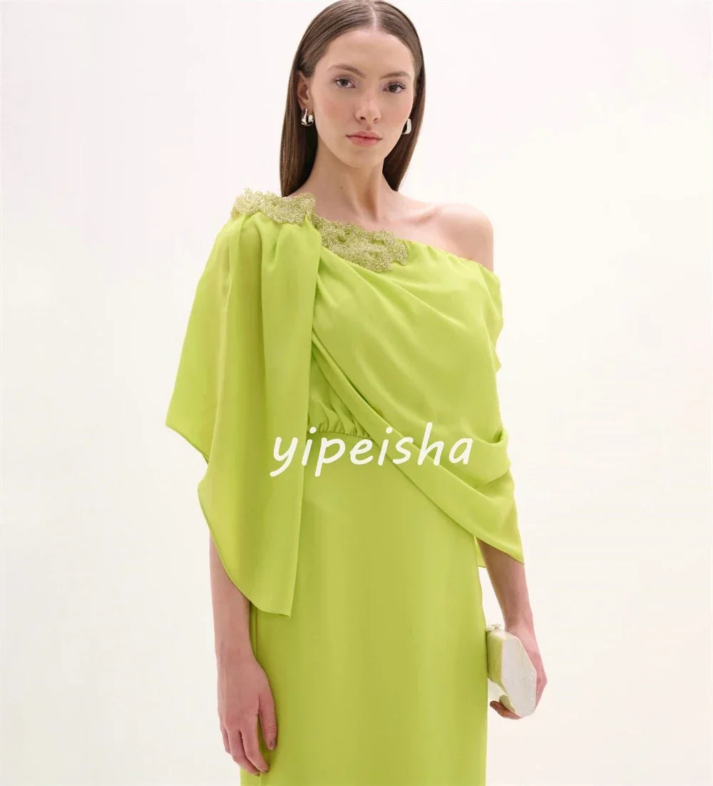 Customized Price AdjustmentJersey Sequined Ruched Christmas A-line One-shoulder Bespoke Occasion Gown Long Dresses