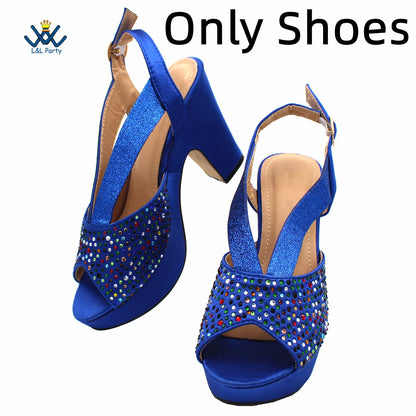 Buckle Strap Sandals Nigerian Women Shoes and Bag Set in Green Color with Wedges Heels For Ladies Party