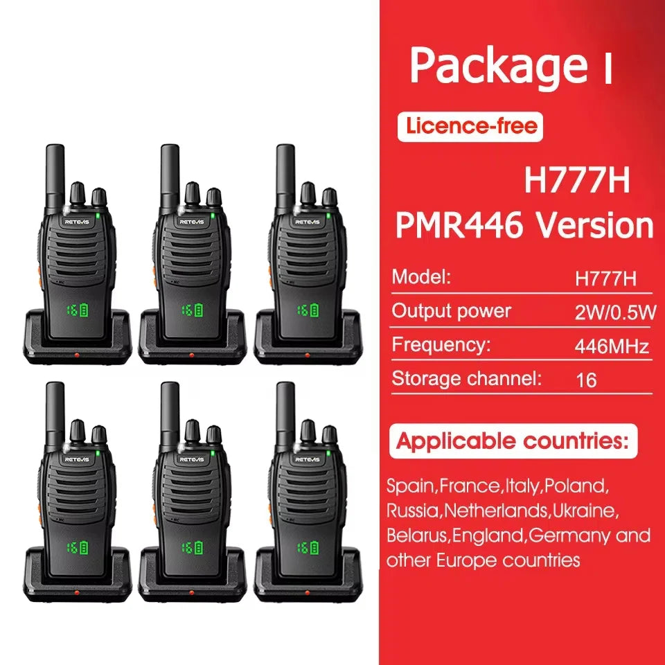 Retevis H777H Portable Two-Way Radio Hidden Display Walkie-Talkie PMR/FRS Communication for Camping 1/2 PCS Set