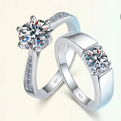 BJXMOSO Real Moissanite 925 Sterling Silver Couple Ring for Women Man Wedding Jewelry Engagement Imitation Diamond Fashion Gifts